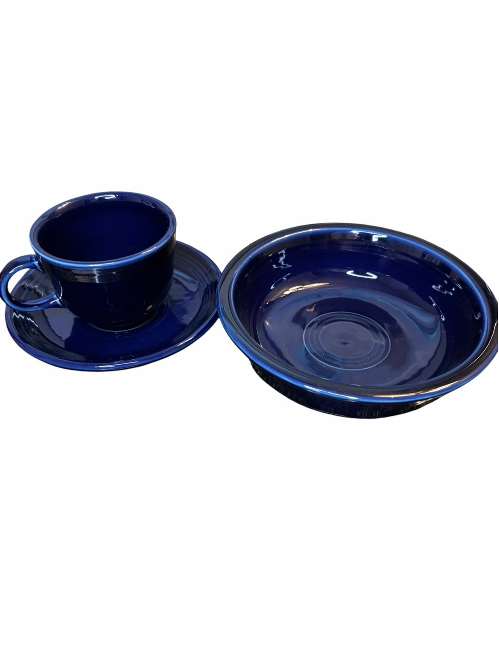 Fiestaware Cobalt Blue Cup Saucer & 7” Coupe Soup Bowl 3 Piece Set